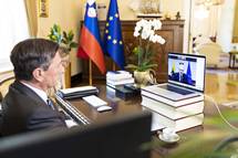 22. 5. 2020, Ljubljana – Predsednik Pahor se je danes po video povezavi pogovarjal s predsednikom Litve Nausedo (UPRS)